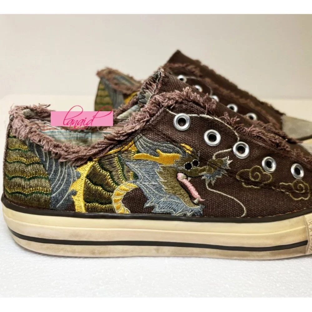 Skechers Cali Sneakers Orion Dragon Chinese Asian Oriental Japanese Distressed 6